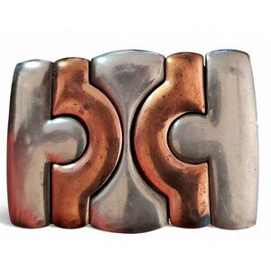 Paquette Vtg Silver Tone Two Piece Belt Buckle
